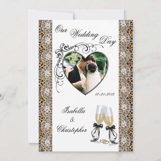 Cheetah Print Champagne Invitations de mariage en  (Devant)