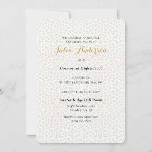 Cheetah Print Class of 2023 Afstuderen Invitation Kaart (Achterkant)