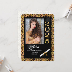 Cheetah Print Class of 2023 Afstuderen Invitation Kaart