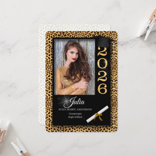 Cheetah Print Class of 2023 Graduation Invitation (Devant/Arrière en situation)
