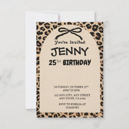 Cheetah Print Custom Kids Birthday Invite Party Kaart