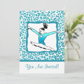 Cheetah Print Gymnastique - Invitation turquoise (Debout devant)