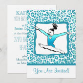 Cheetah Print Gymnastique - Invitation turquoise (Devant / Derrière)