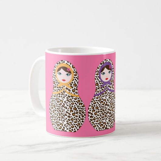 Cheetah Print Matryoshka Café Mug (Devant gauche)