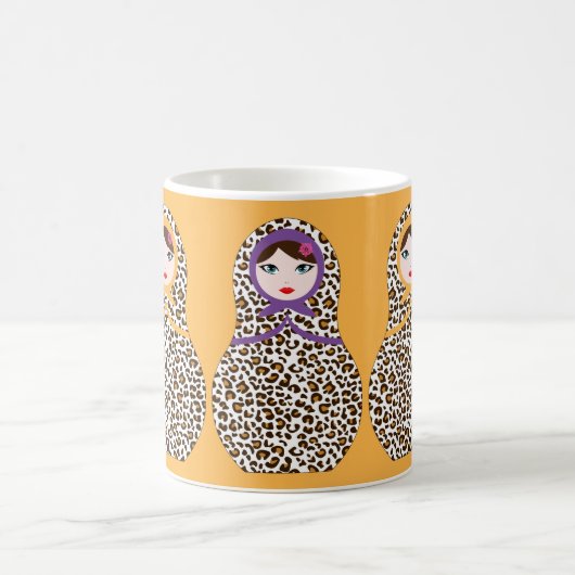 Cheetah Print Matryoshka Café Mug (Centre)