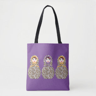 Cheetah Print Matryoshka Canvas tas