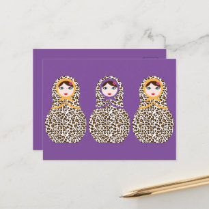 Cheetah Print Matryoshka Carte postale
