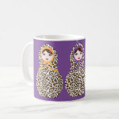 Cheetah Print Matryoshka Coffee Mok (Voorkant links)