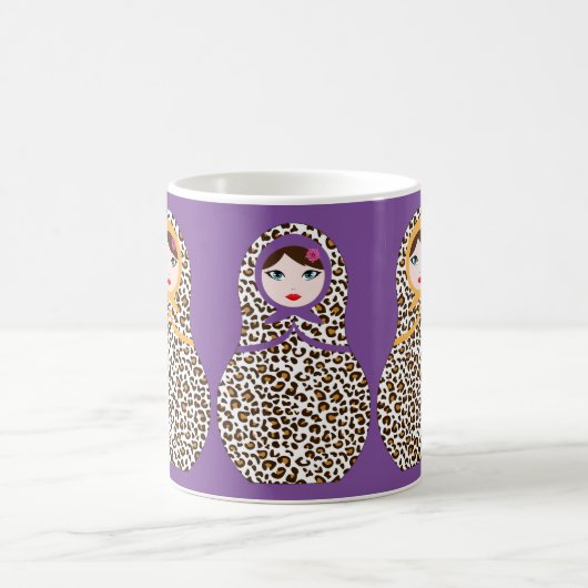 Cheetah Print Matryoshka Coffee Mok (Center)