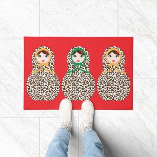Cheetah Print Matryoshka Doormat Deurmat