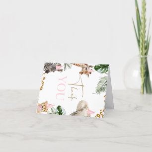 Cheetah Print Meisjes Safari Wild Een 1e Verjaarda Bedankkaart