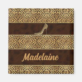 Cheetah Print met Heels met naam Magneet