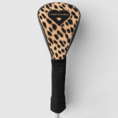 Cheetah Print Patroon Tan Brown & Black Heart Golfheadcover (Voorkant)