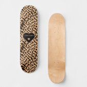 Cheetah Print Patroon Tan Brown & Black Heart Skateboard (Voorkant)