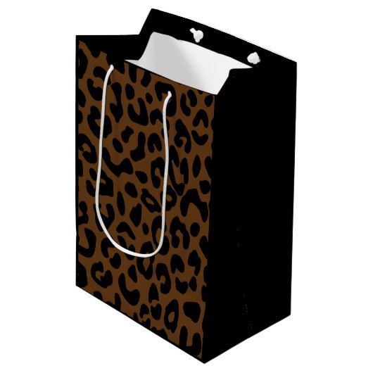Cheetah Print Pattern Black Brown Medium Cadeauzakje (Voorkant Gekanteld)