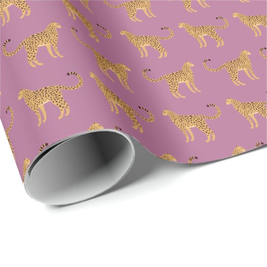 Cheetah, roze luipaard cadeaupapier (Rol Hoek)
