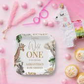 Cheetah Safari Wild One Baby Shower Papieren Bordje (Feest)