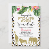 Cheetah Skin Four Ever Wild Birthday Invitation (Devant)