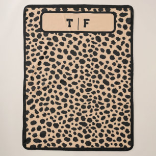 Cheetah Skin Print Initiaal Monogram Sherpa Deken