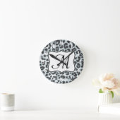 Cheetah Spot Animal Monogram Initiaal Wandklok Ronde Klok (Huis)