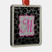 Cheetah Spot Animal Prin Monogram Initiaal Ornamen Metalen Ornament (Rechts)