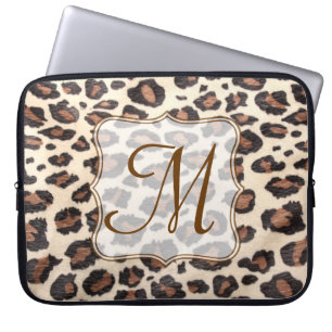 Cheetah Spot Animal Print Monogram 15-inch laptop  Sleeve