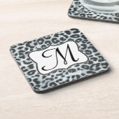 Cheetah Spot Animal Print Monogram Drink Onderzett Onderzetter (Linkerzijde)