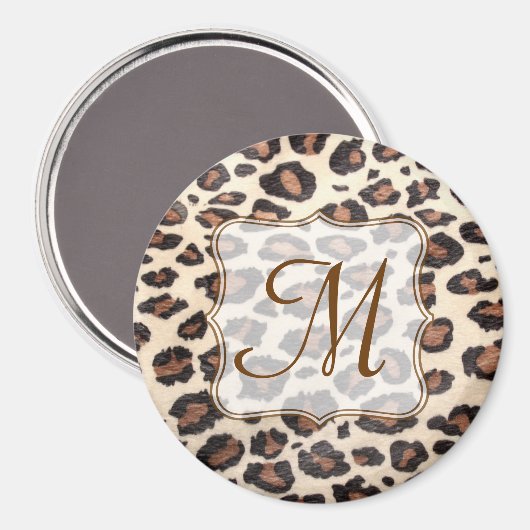 Cheetah Spot Animal Print Monogram Initiaal Magnet Magneet (Voorkant / Achterkant)
