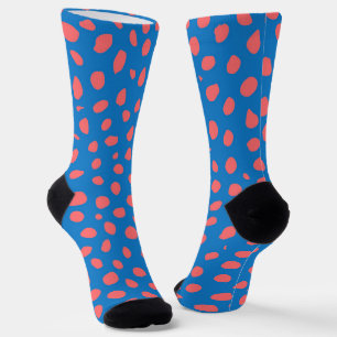 Cheetah spots Coral Blue Sokken