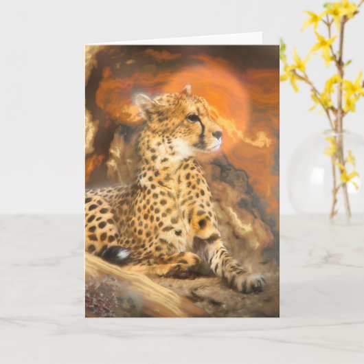 CHEETAH STANDING DOWN KAART (Gele Bloem)