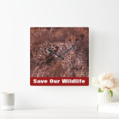 Cheetah Stare Vierkante Klok (Huis)