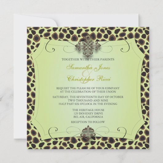 Cheetah, Wedding Invitations (stock d'or de qualit (Devant)