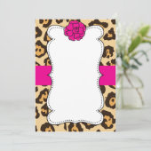 Cheetah Wild Cat Animal Print Roze uitnodiging (Staand voorkant)
