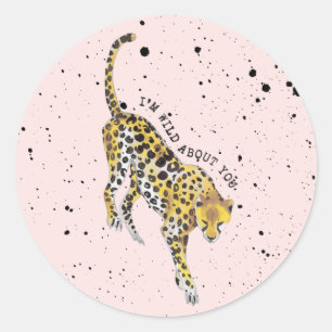 Cheetah Wild Over jou Classroom Valentijn Foto Ronde Sticker