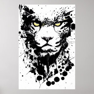 Cheetah Wilde Natuur Gratis Spirit Art Brush Schil Poster