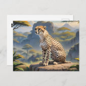 Cheetah zittend in briefkaart (Voorkant / Achterkant)
