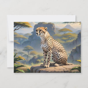 Cheetah zittend in briefkaart