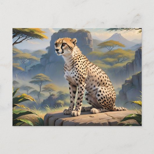 Cheetah zittend in briefkaart (Voorkant)