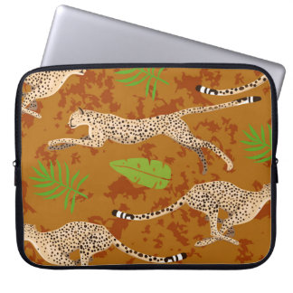 Cheetahs bladeren: Graphic naadloos Laptop Sleeve