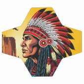 Chef amérindien sur paysage sauvage coucher de sol (Plat)