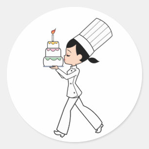 Chef Art met Birthday Round Sticker