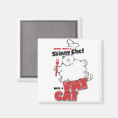 Chef avec chat gras - Aimant 2 (Recto/Verso)