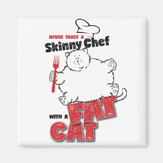 Chef avec chat gras - Aimant 2 (Devant)