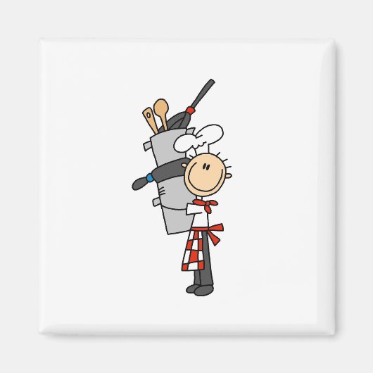 Chef avec pots et casseroles Magnets (Devant)