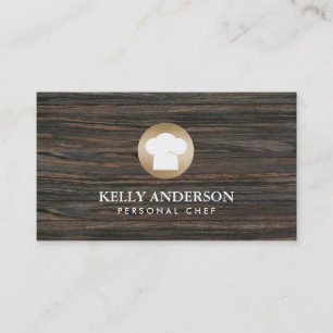 Chef Bakery Catering Gold Logo Wood Modern Visitekaartje