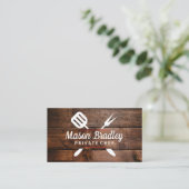 Chef | BBQ-koking | Achtergrond hout Visitekaartje (Staand voorkant)