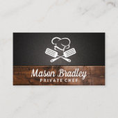 Chef | BBQ-koking | Houtachtergrond Visitekaartje (Voorkant)