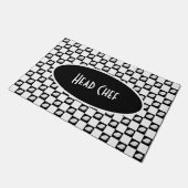 Chef Black en White Checkered Kitchen Deurmat (Schuin)
