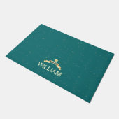 Chef blauwgroen naam Door Mat (Schuin)