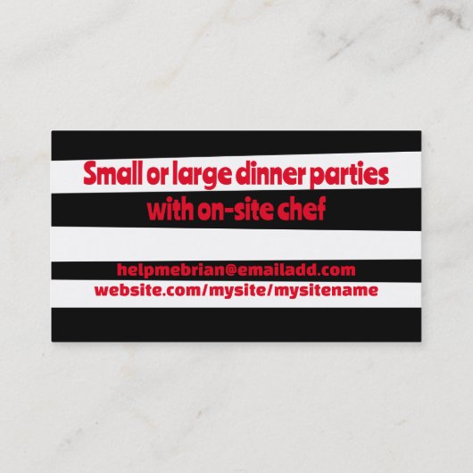 chef branché rétro stripe carte de visite (Dos)